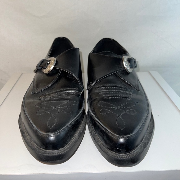 T.U.K. - Men's Western Buckle Loafer - A8652 - Black Leather Jam - Saint Laurent - Picture 2 of 15